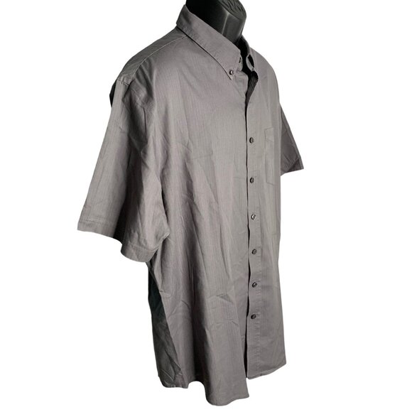Croft Barrow Button Down Short Sleeve Shirt XL Grey Easy Care Pocket Collared - Picture 5 of 6